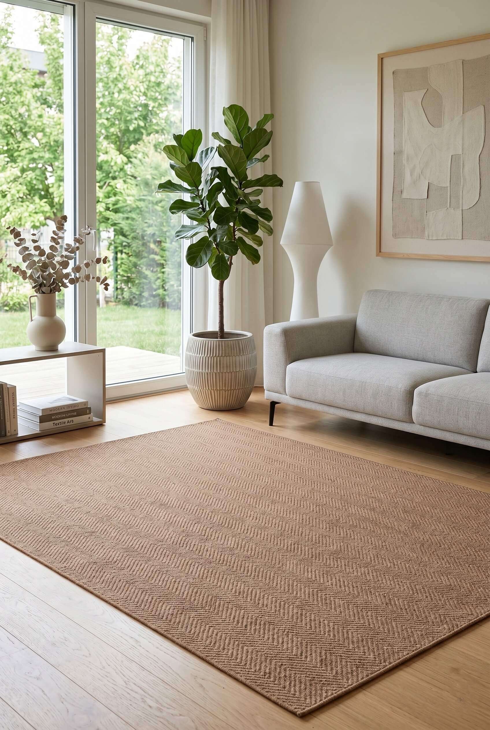 Luma Hasır Dokuma Açık Kahverengi  Kaymaz Taban Sisal Kilim Yıkanabilir Mutfak Halısı Yolluk LS 03