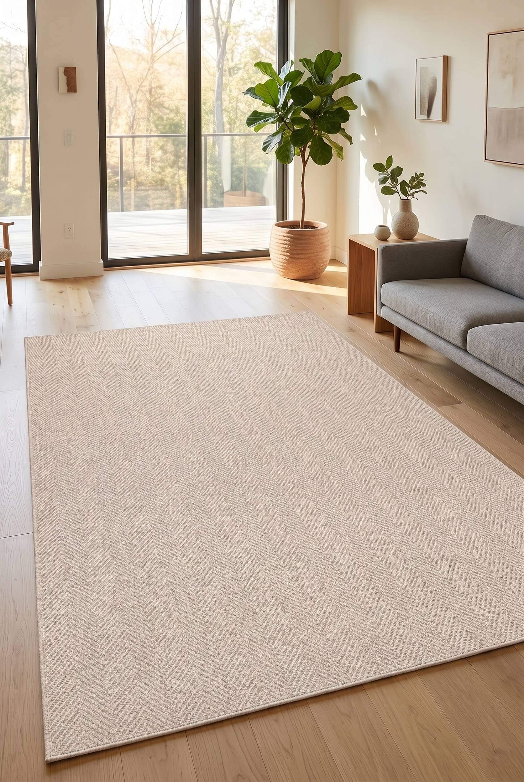 Luma Hasır Dokuma Bej Renkli Kaymaz Tabanlı Sisal Kilim Yıkanabilir Halı Mutfak Halısı Yolluk LS 02